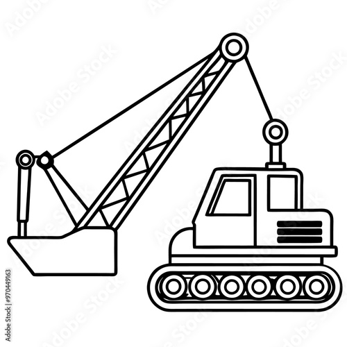 crawler crane loader outline coloring book page line art drawing