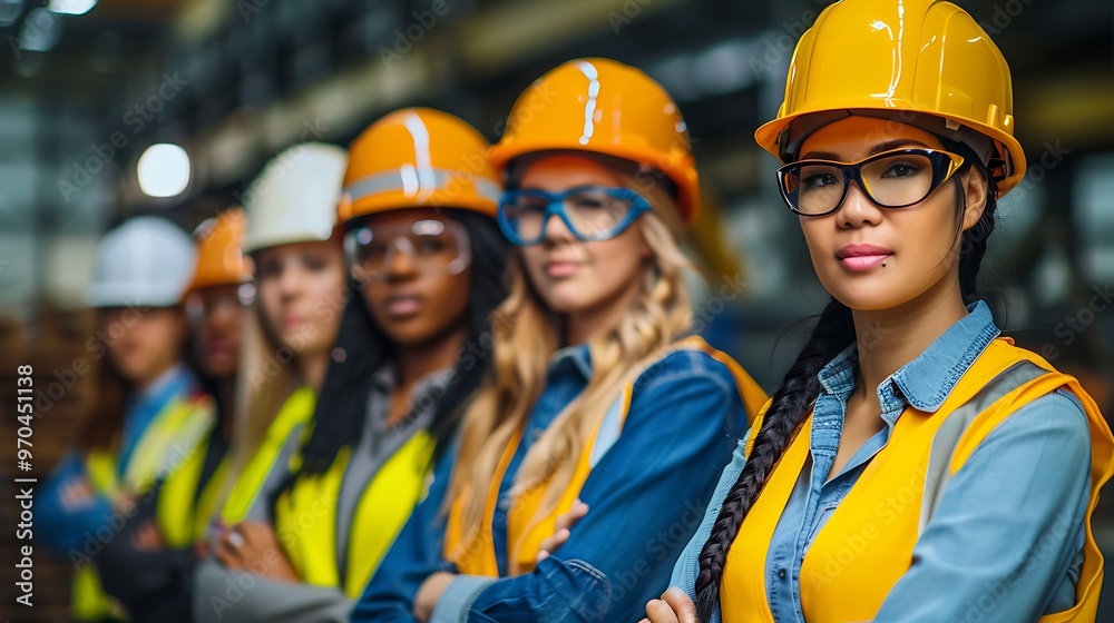 Diverse Female Engineers in Plain Background, Group Portrait Shot, Stock Photo Style, , Engineers Diverse Female Engineers in Plain Background, Group Portrait Shot, Stock Photo Style, , Engineers