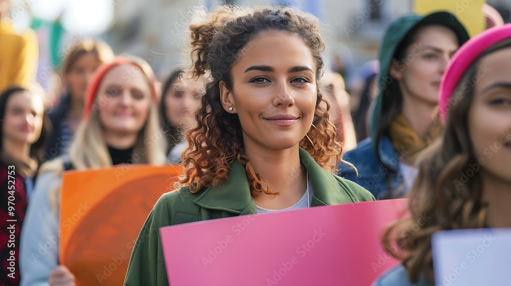 Diverse Women at a Protest Rally, Holding Signs Advocating for Womens Rights, Group Portrait Shot, Diversity Theme, Protest Rally, Womens Rights Diverse Women at a Protest Rally, Holding Signs Advocating for Womens Rights, Group Portrait Shot, Diversity Theme, Protest Rally, Womens Rights