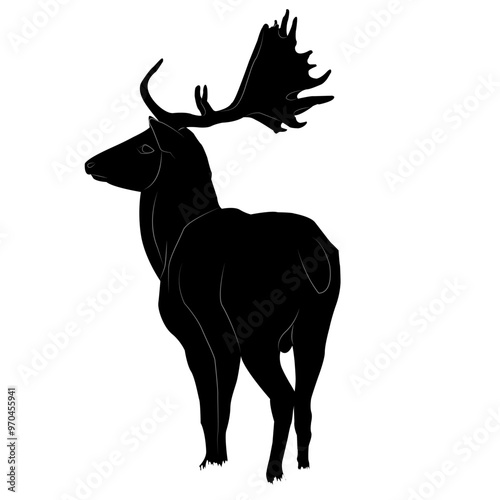 Wallpaper Mural Black silhouette of an adult male deer with antlers walking into the distance Torontodigital.ca