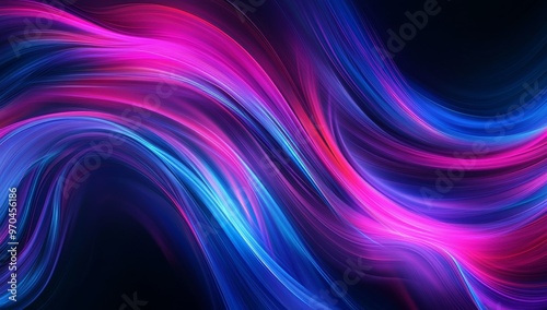 Abstract background of glowing blue and pink lines.