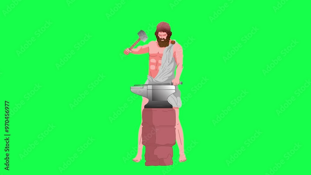 animation of a man wearing tunic forging a sword with hammer 2d Animation motion graphics showing a blacksmith forging steel with hammer striking at anvil blacksmith green screen animation animation of a man wearing tunic forging a sword with hammer 2d Animation motion graphics showing a blacksmith forging steel with hammer striking at anvil blacksmith green screen animation