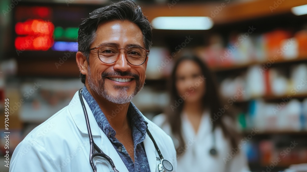 Fototapeta premium Pharmaceutical sales and doctors talk,