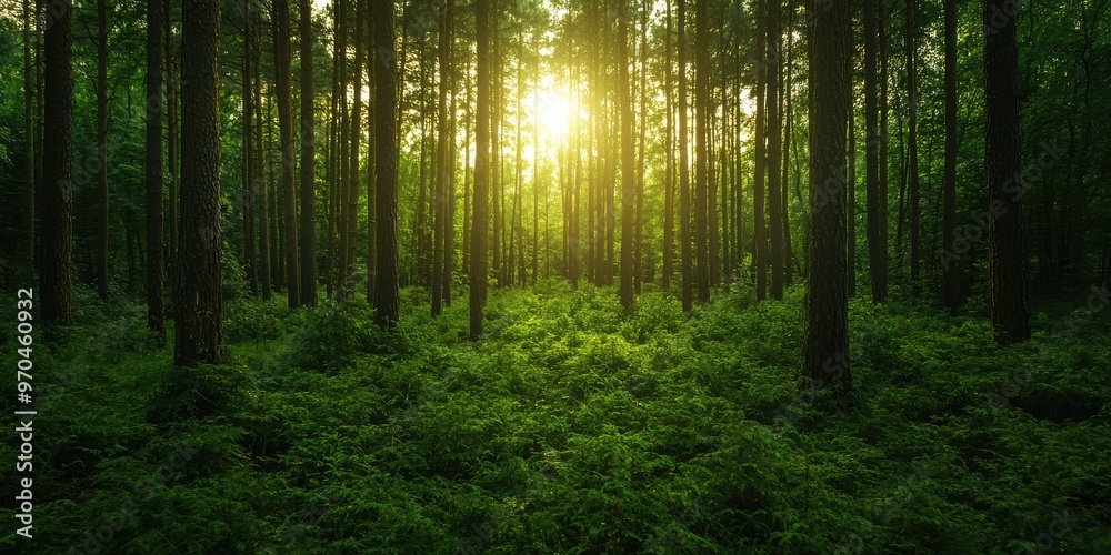A dense forest being restored through eco-friendly reforestation efforts A dense forest being restored through eco-friendly reforestation efforts
