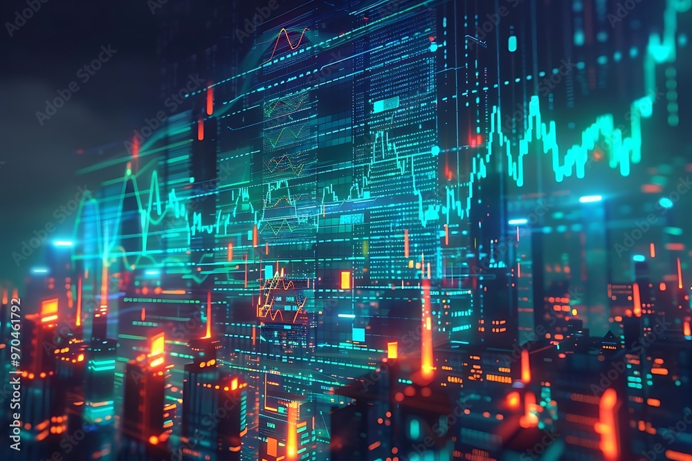 Fototapeta premium city scape futuristic finance investment concept