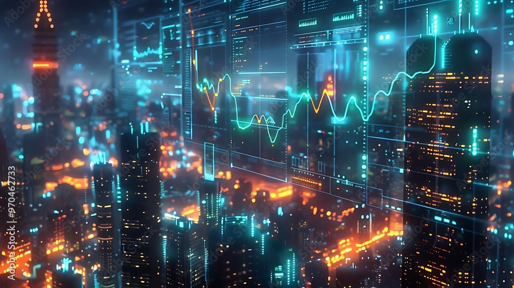 Fototapeta premium city scape futuristic finance investment concept