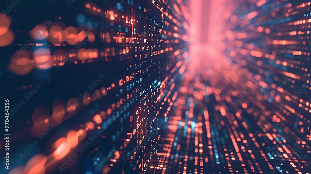 Fototapeta premium Digital Servers with Data Paths Business Theme, Background, Plain Background, Servers, Data