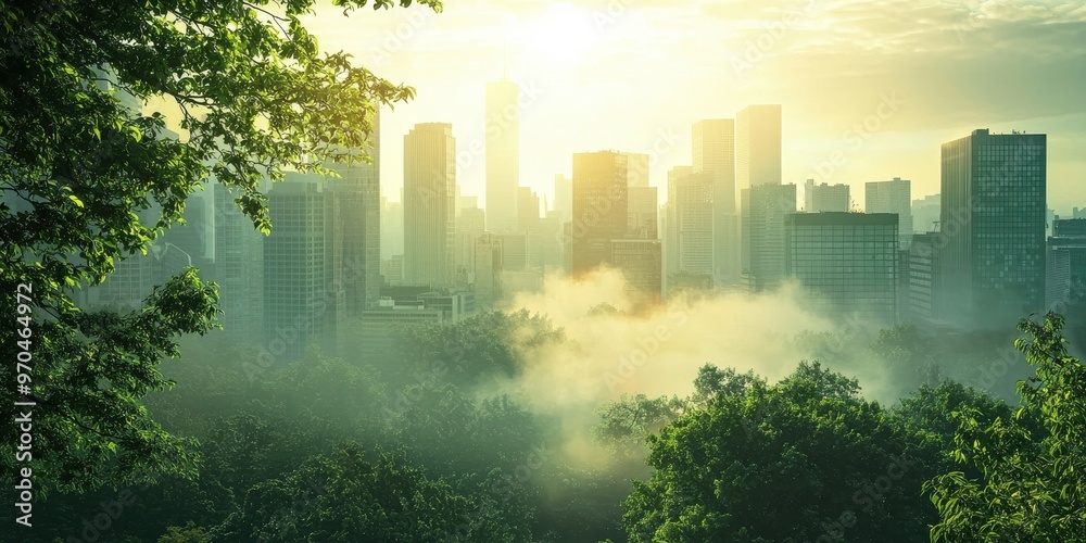 air pollution being reduced in a green urban environment air pollution being reduced in a green urban environment