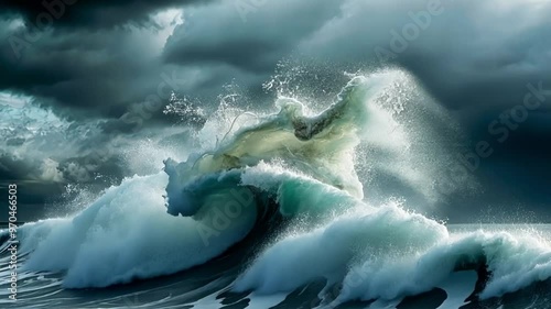 Big sea waves with dark sky footage