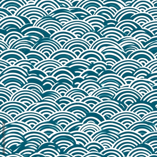 Abstract Teal and White Waves Pattern