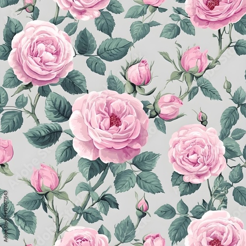 Pink Roses Seamless Pattern