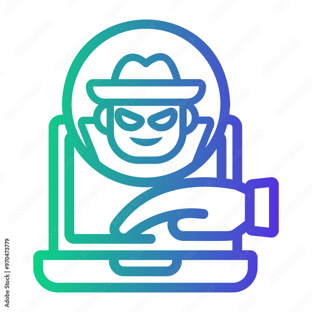 hacking Line Gradient Icon hacking Line Gradient Icon