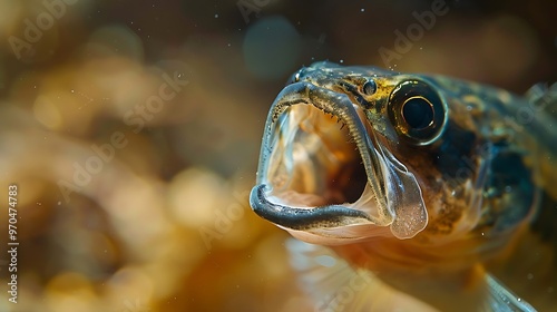 Cymothoa exigua tongue-eating louse in fish mouth, parasitic relationship: A Cymothoa exigua louse has replaced the tongue of its fish host, the close-up view revealing the disturbing nature  photo