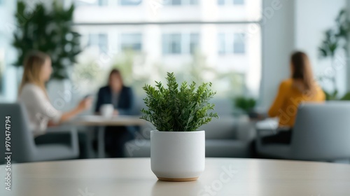 A modern office lounge with businesspeople discussing a project over coffee  office lounge  project discussion  businesspeople