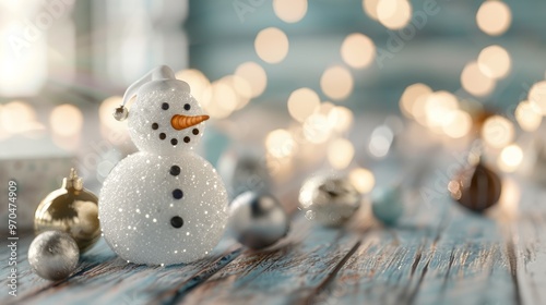 A Festive Snowman Display Sparkles in a Christmas Wonderland Under Soft Winter Light