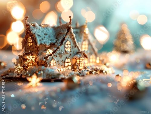 Majestic 3D Rendering of a Traditional Christmas Nativity Scene Featuring Mary, Joseph, and Baby Jesus Surrounded by Animals in a Bethlehem Stable, Illuminated by a Soft Golden Light