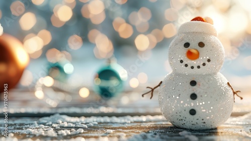 Cheerful Christmas Snowman Decorations Bringing Joyful Festive Spirit to a Snowy Winter Wonderland Scene