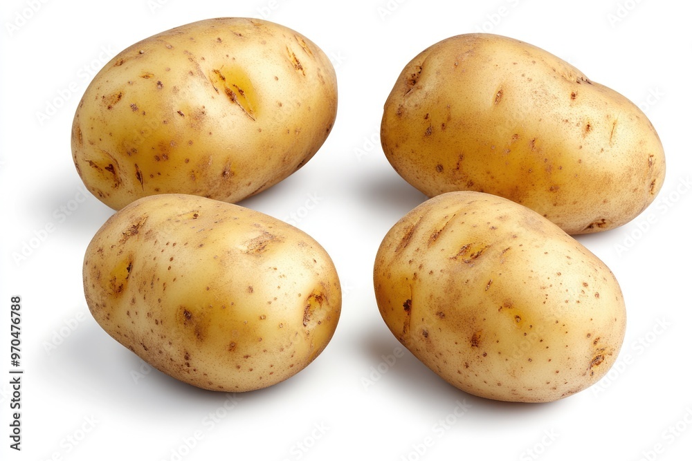 Variety of Fresh Potatoes in Close-up, Isolated on White Background Variety of Fresh Potatoes in Close-up, Isolated on White Background