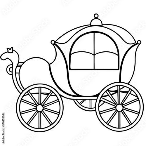 fantasy carriage outline coloring book page line art drawing