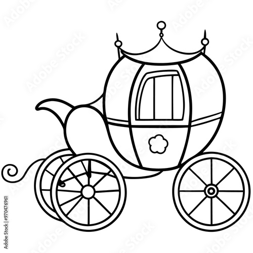 fantasy carriage outline coloring book page line art drawing