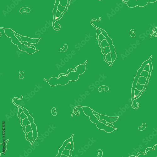 Outline Peas Pod Soybean Vector Seamless Pattern illustration Design