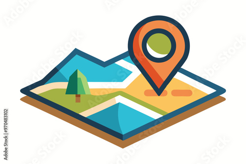 Cartoon of cartography itinerary vector icon for web design isolated Map symbol Vector modern illustration