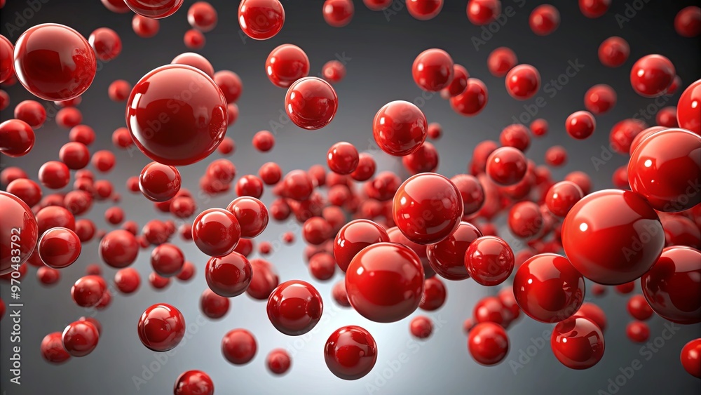 Abstract background with red balls flying in the air Abstract background with red balls flying in the air