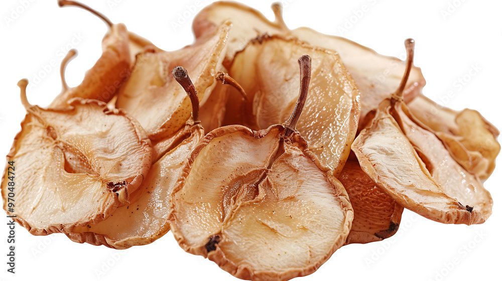 A bunch of dried pear halves with a transparent background. A bunch of dried pear halves with a transparent background.