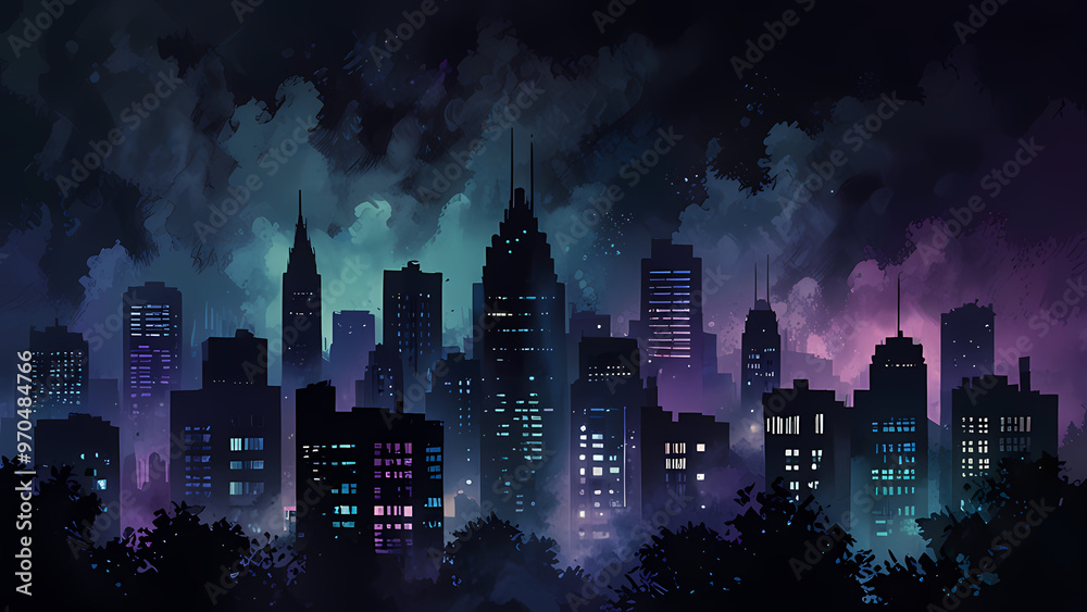 Fototapeta premium Foggy Night Cityscape
