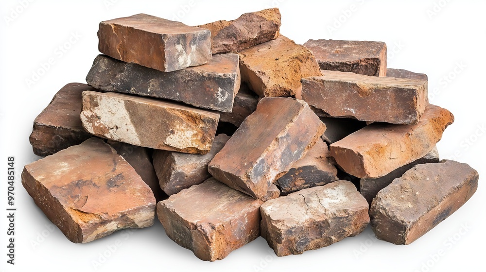 A pile of old blocks on white background A pile of old blocks on white background