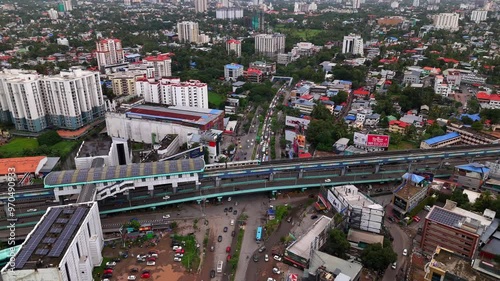 4k Videos, Metro Passing , Edappally Junction Aerial View Of Kochi City photo