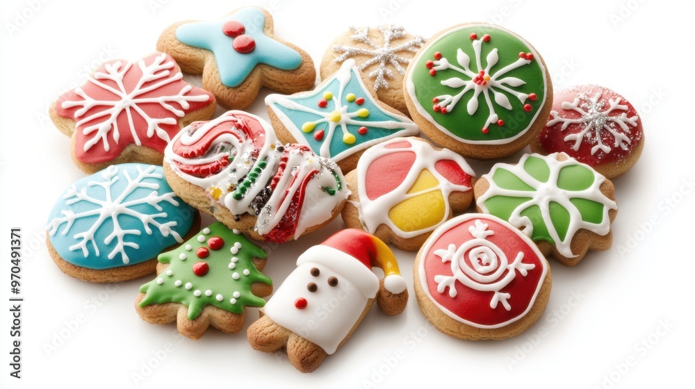 Christmas Cookie Wonderland A vibrant 3D assortment of decorated Christmas cookies with festive icing, isolated background 50 keywords Christmas Cookie Wonderland A vibrant 3D assortment of decorated Christmas cookies with festive icing, isolated background 50 keywords