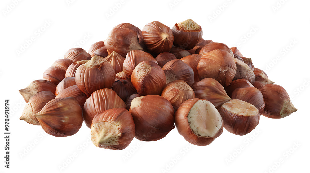 A bunch of roasted hazelnuts with a transparent background. A bunch of roasted hazelnuts with a transparent background.