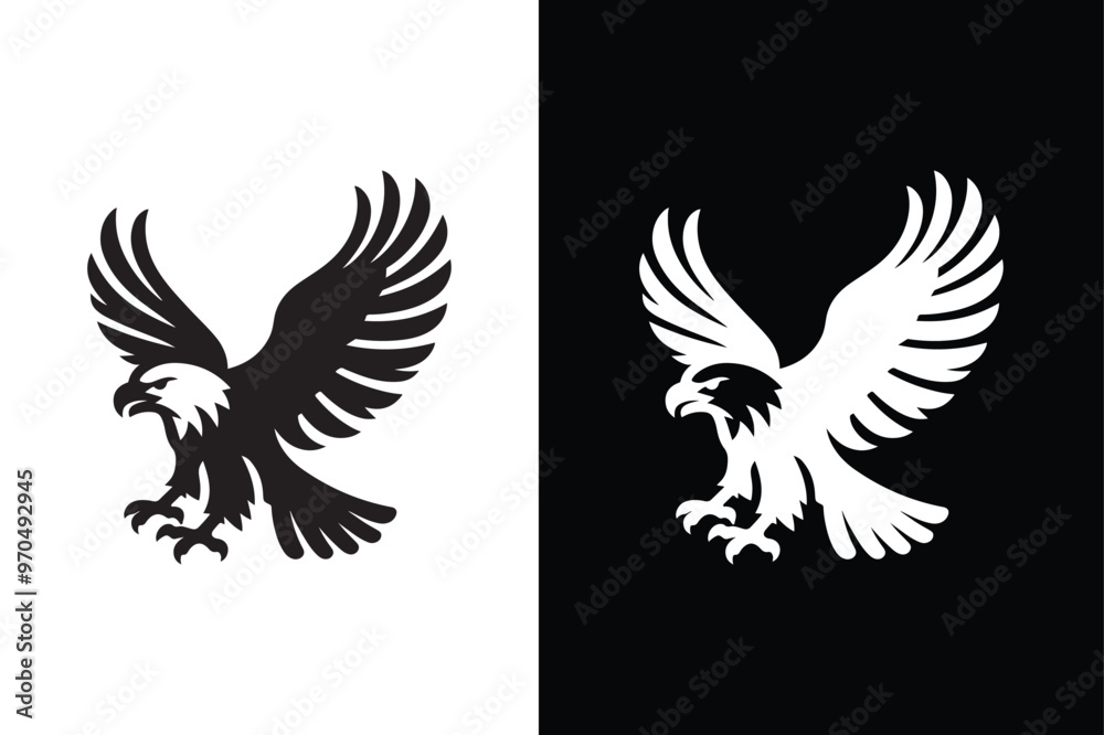 Fototapeta premium Eagle Silhouette Icon. Striking Black and White Vector Design