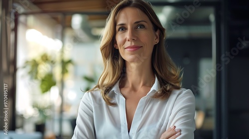 Businesswoman with Pride Standing in Office, Portrait Shot, Pride, Office