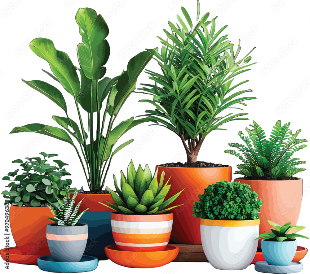 Fototapeta premium Vector Illustration Image of ornamental flower plants in pots that are often planted in front of the house as greenery