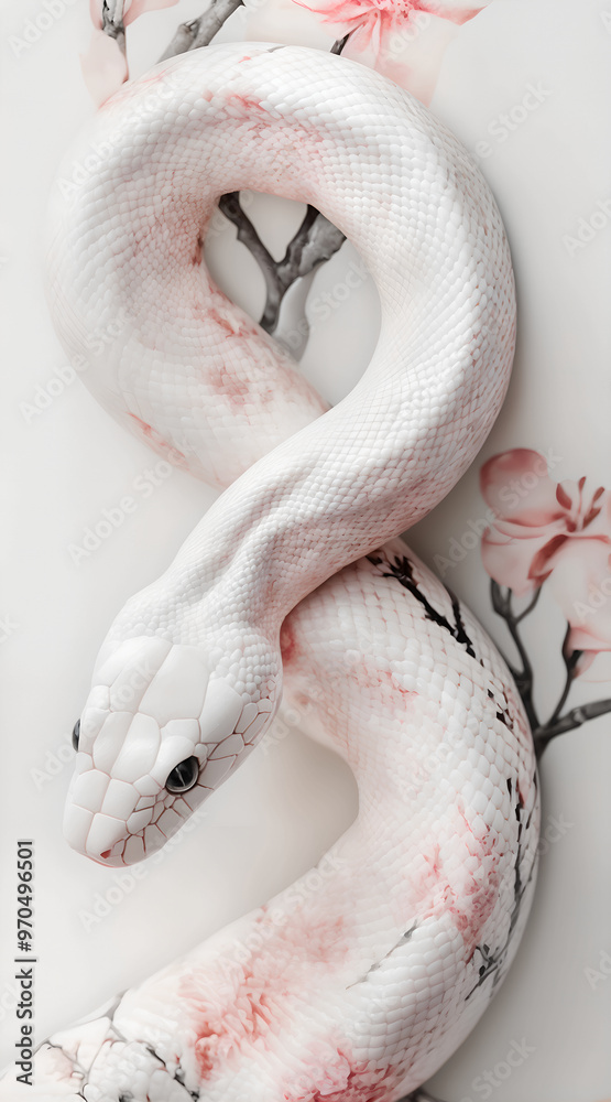 Obraz premium Albino Snake with Delicate Floral Markings