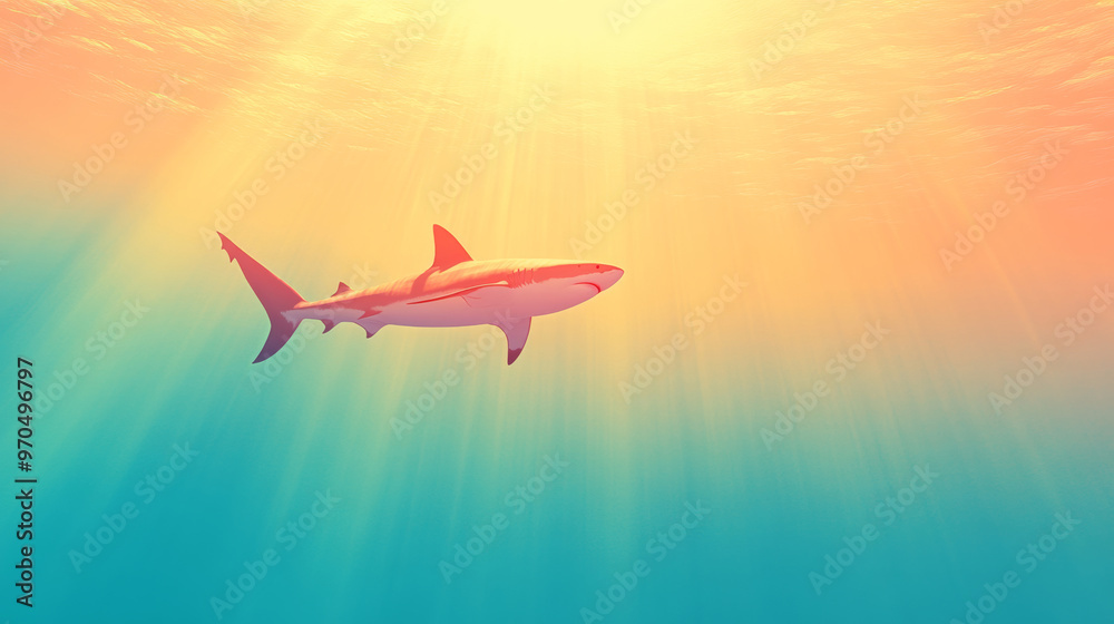 an illustration of sharks in sea view an illustration of sharks in sea view