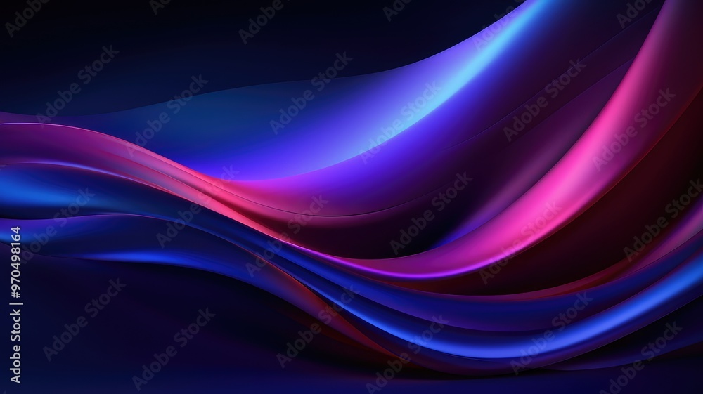A vibrant abstract design featuring flowing waves of purple and pink hues against a dark background. A vibrant abstract design featuring flowing waves of purple and pink hues against a dark background.
