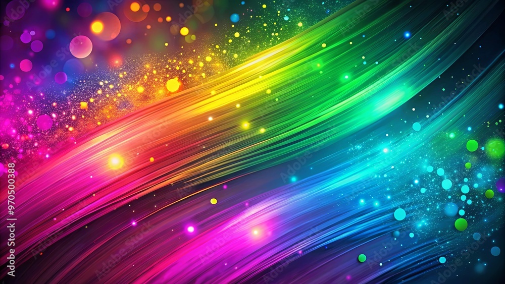 Abstract background with vibrant magenta, green, and blue brush strokes and luminous dots Abstract background with vibrant magenta, green, and blue brush strokes and luminous dots