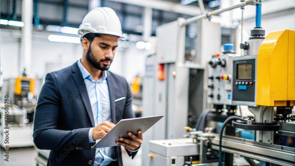 Technology Engineer in Indian Factory - An engineer interacting with advanced machinery and technology in an Indian factory.
Technology Engineer in Indian Factory - An engineer interacting with advanced machinery and technology in an Indian factory.