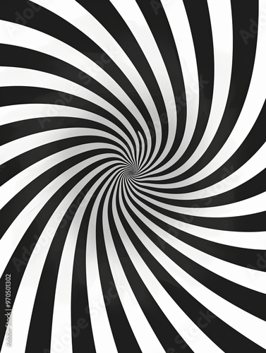Eternal motion of black and white spiral pattern, creating a captivating optical illusion with precise lines.