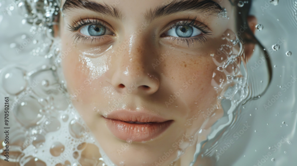 Refreshing Water Splash on Woman's Face Refreshing Water Splash on Woman's Face