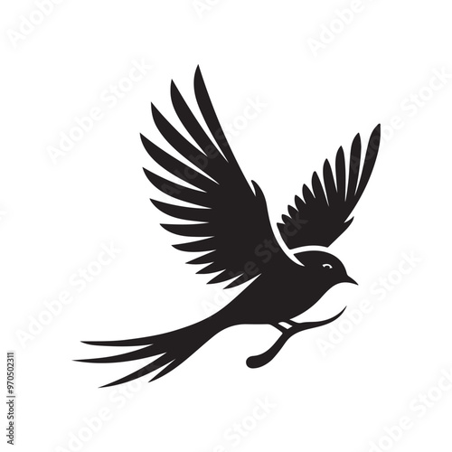 Black bird Flight in silhouette vector drawing logotype bird logo bird icon bird symble, symble icon clip art isolated on white background