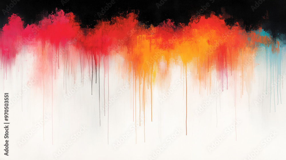 Obraz premium Abstract Dripping Colors in Warm Hues on White and Black Background
