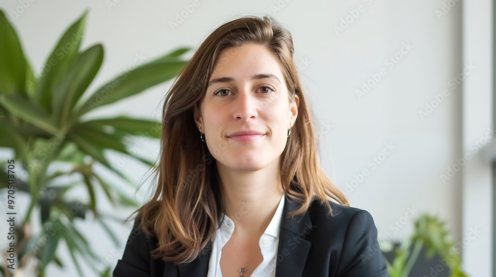 Confident businesswoman leading a team meeting, depicted in a professional setting with a plain background Confident businesswoman leading a team meeting, depicted in a professional setting with a plain background