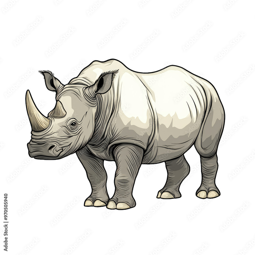 Fototapeta premium Javan Rhinoceros | Icon | Anime