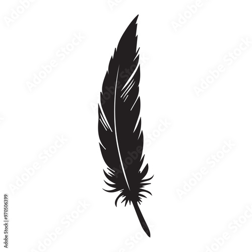 Feather quill pen vector Clipart - quill pen illustration in black and white