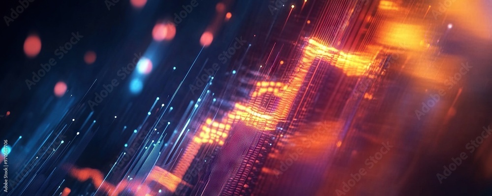 Fototapeta premium Digital background for tech, AI, data, audio, graphics, and more