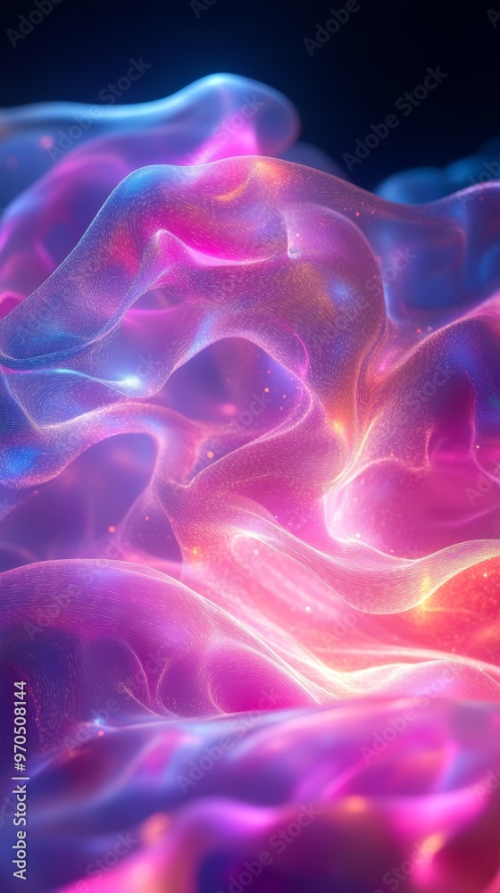 Obraz premium Holographic Neon Fluid Waves 